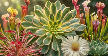 Succulents and cacti thriving in bright, indirect summer light with tips for heat care and watering guidance