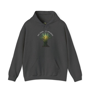 No Apologies Hooded Sweatshirt with caudex plant design for cozy eco-friendly comfort