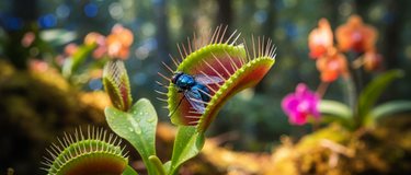 Various carnivorous plants being fed with insects to promote growth and health