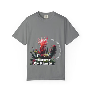 "I Whisper to My Plants and Scream Into My Mug" T-Shirt 🌿☕😤, Fun Gardening Gift, Unique Plant Lover Tee, Humor T-Shirt, Birthday Gift for Gardeners - Wild Wonders Oasis